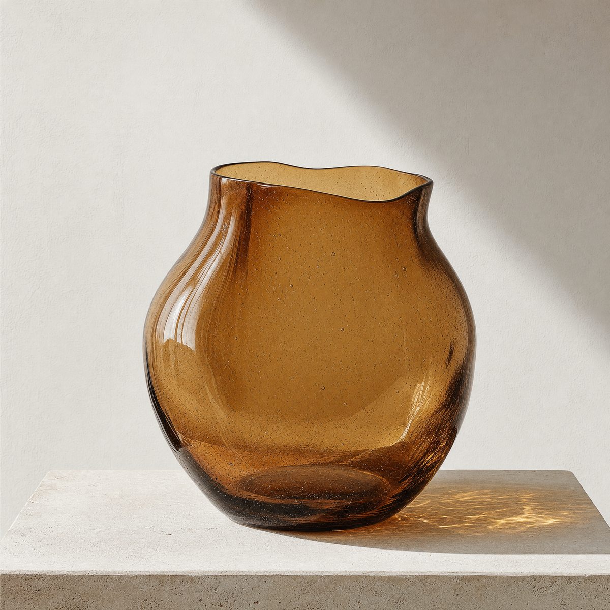 Drift organic recycled glass vase in smoked amber