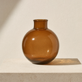 Fen round recycled glass vase in smoked amber