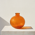 Fen round recycled glass vase in ember orange