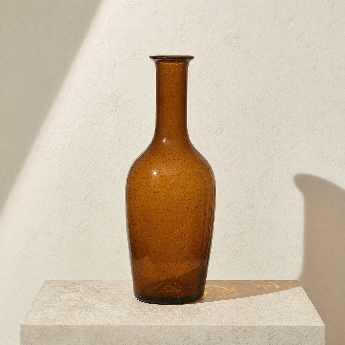 Fen tall recycled glass vase in smoked amber