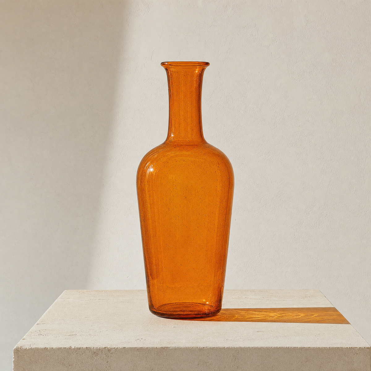 Fen tall recycled glass vase in ember orange